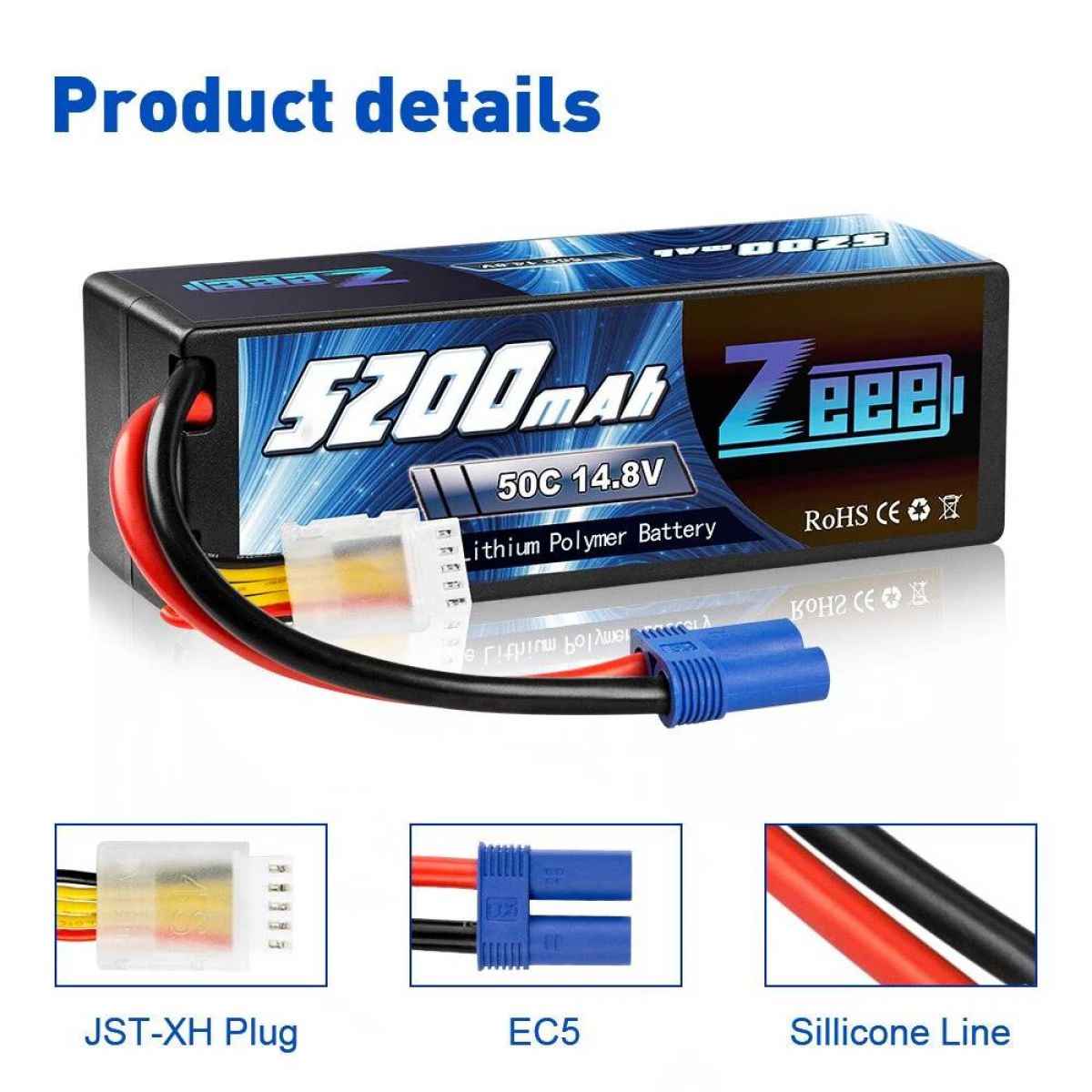 Zeee 4S 14.8В 5200мАч 50C Lipo аккумулятор с EC5, жесткий корпус для багги, траги, монстров, лодок Zeee 4S 14.8В 5200мАч 50C Lipo аккумулятор с EC5, жесткий корпус для багги, траги, монстров, лодок