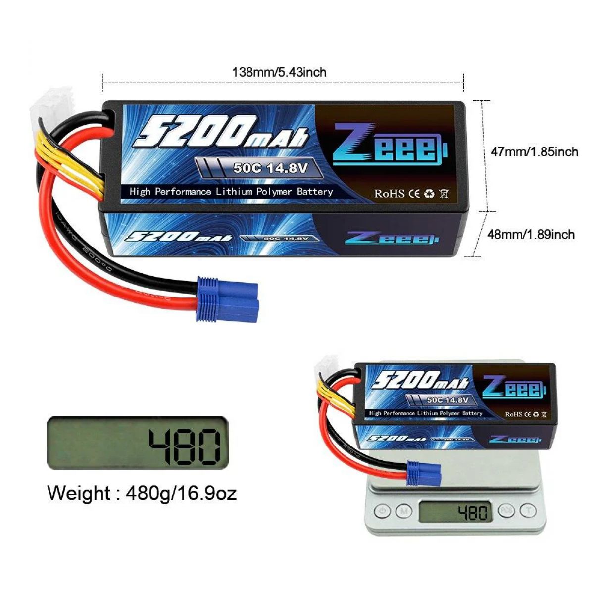 Zeee 4S 14.8В 5200мАч 50C Lipo аккумулятор с EC5, жесткий корпус для багги, траги, монстров, лодок Zeee 4S 14.8В 5200мАч 50C Lipo аккумулятор с EC5, жесткий корпус для багги, траги, монстров, лодок