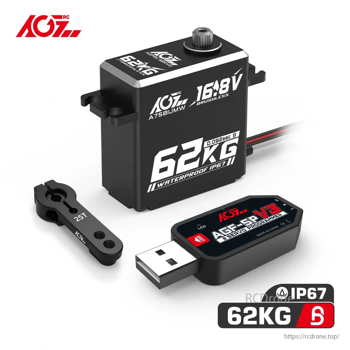 AGFRC A75BUMW — 4S 16.8В 62КГ HV Программируемый Влагозащищённый Бесколлекторный RC Серво для 1/8 1/10 Авто AGFRC A75BUMW — 4S 16.8В 62КГ HV Программируемый Влагозащищённый Бесколлекторный RC Серво для 1/8 1/10 Авто
