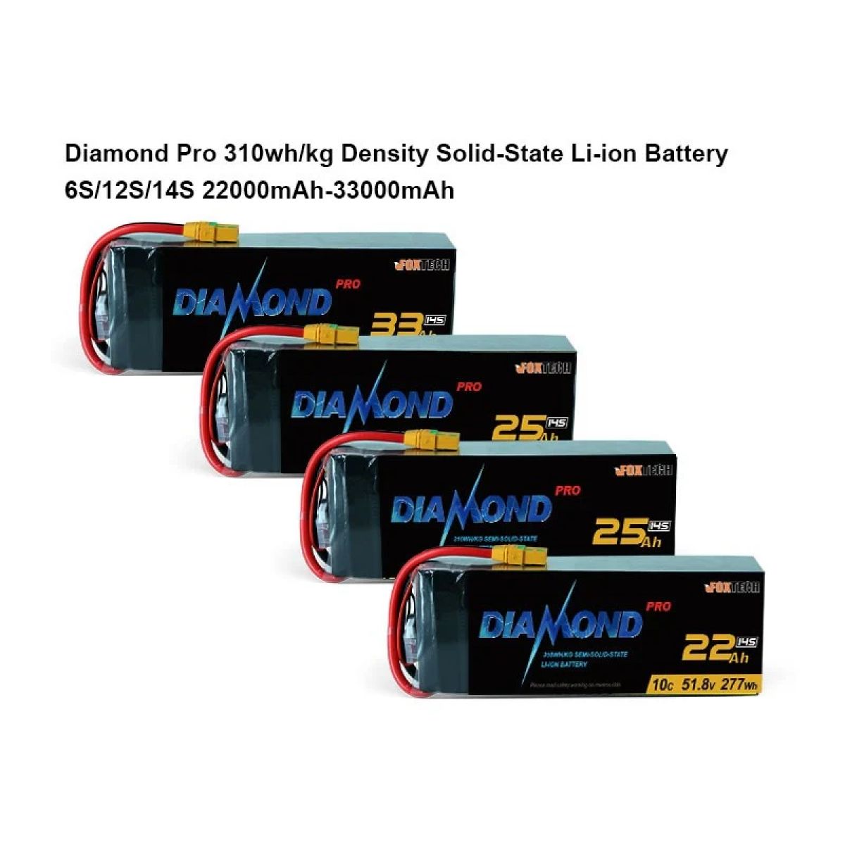 Аккумулятор Li-ion Diamond Pro 12S 44.4V 10C, 310Втч/кг, 22000–33000мАч для БПЛА Аккумулятор Li-ion Diamond Pro 12S 44.4V 10C, 310Втч/кг, 22000–33000мАч для БПЛА