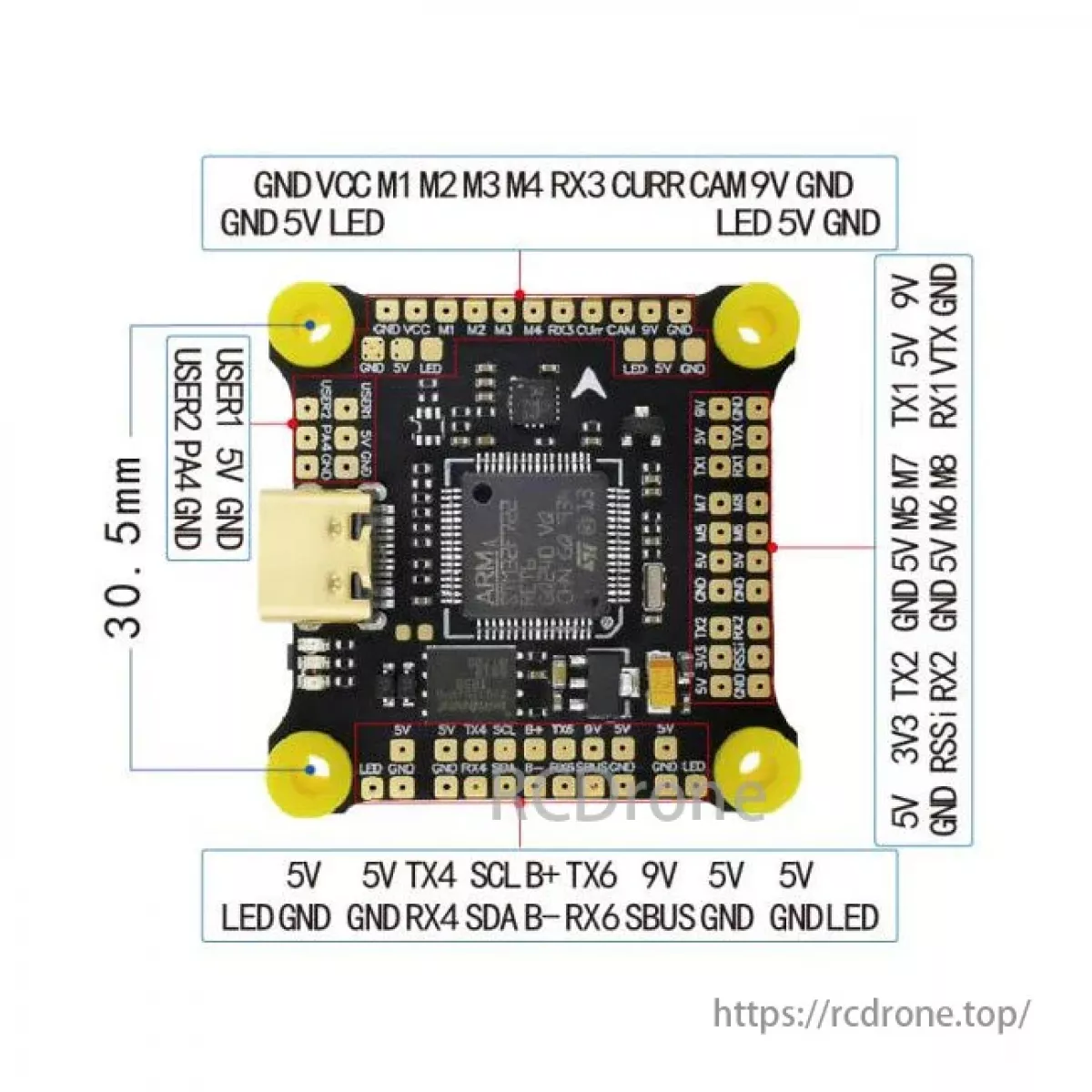 Контроллер полёта HAKRC F7230D для FPV дронов – STM32F722, MPU6500, 30.5×30.5мм, DJI, 3S-6S Контроллер полёта HAKRC F7230D для FPV дронов – STM32F722, MPU6500, 30.5×30.5мм, DJI, 3S-6S
