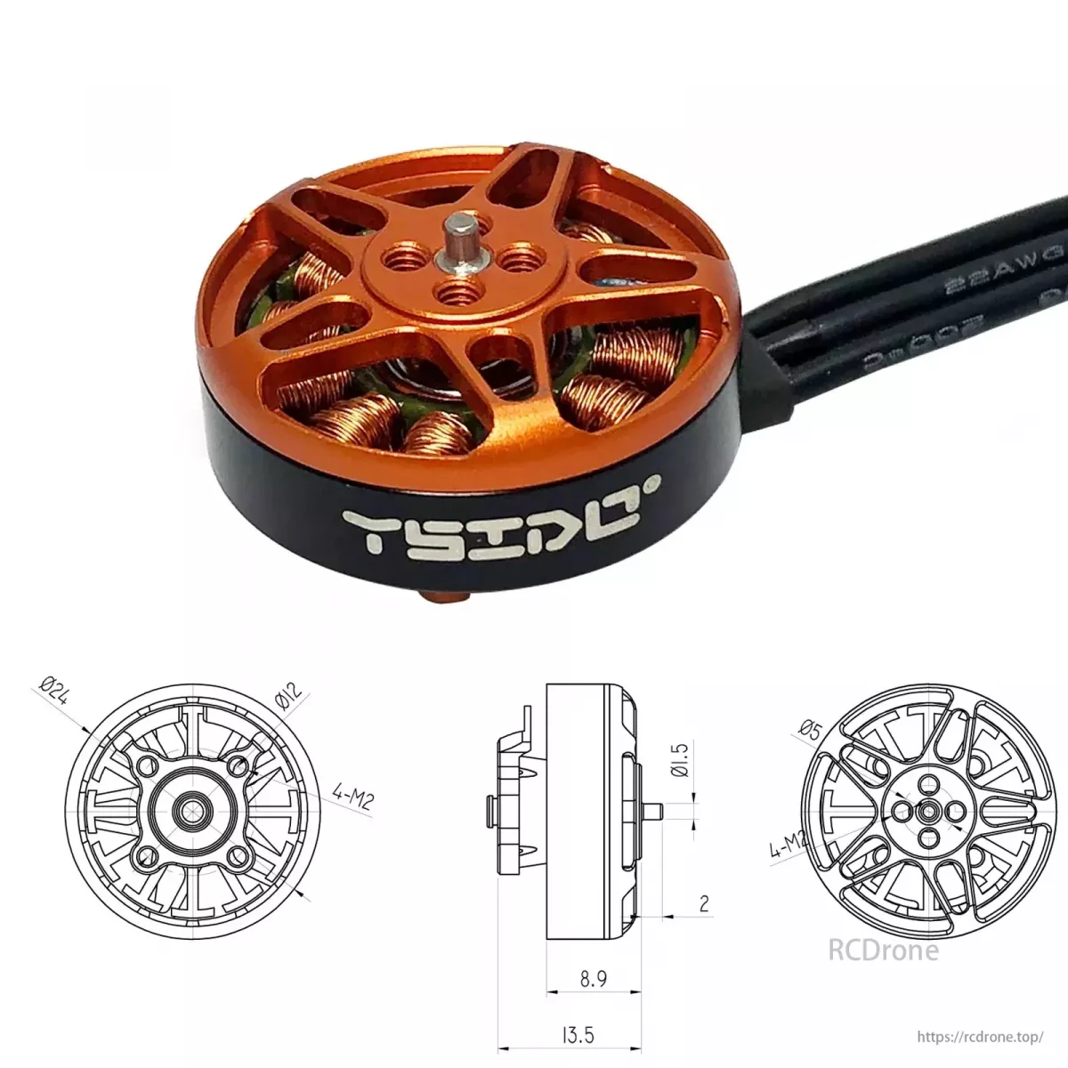 Бесколлекторный мотор YSIDO 2004 1750KV/3000KV 3–6S для FPV дронов 3.5–5" Toothpick Long Range Racing Бесколлекторный мотор YSIDO 2004 1750KV/3000KV 3–6S для FPV дронов 3.5–5" Toothpick Long Range Racing