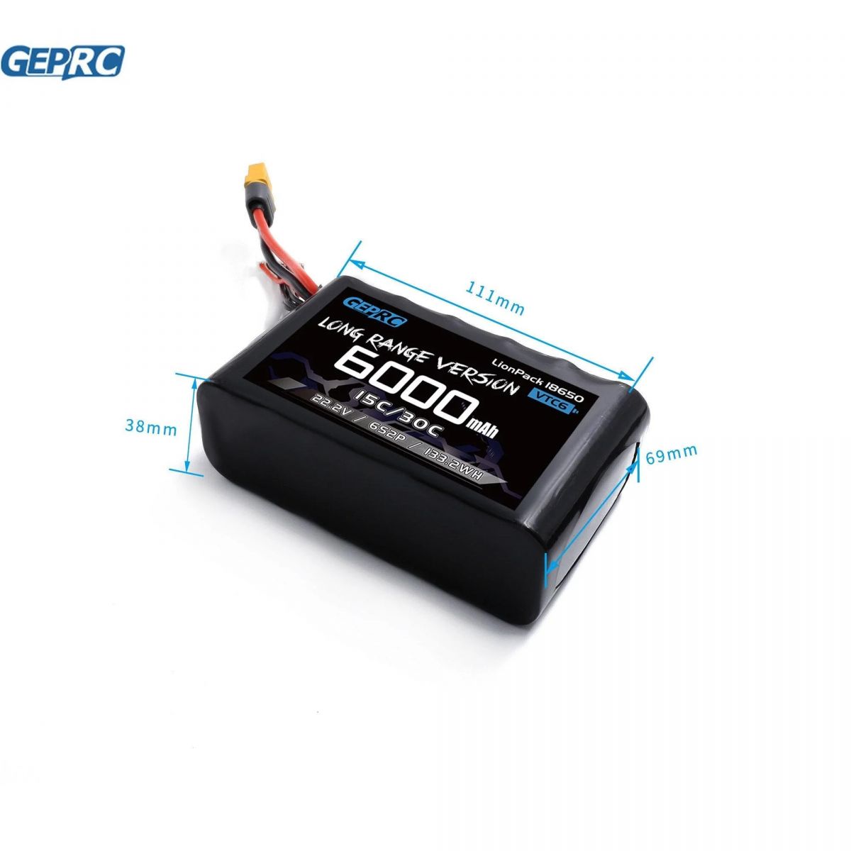 Аккумулятор GEPRC VTC6 18650 6S2P 6000мАч XT60 для FPV квадрокоптеров 7 дюймов и других Аккумулятор GEPRC VTC6 18650 6S2P 6000мАч XT60 для FPV квадрокоптеров 7 дюймов и других
