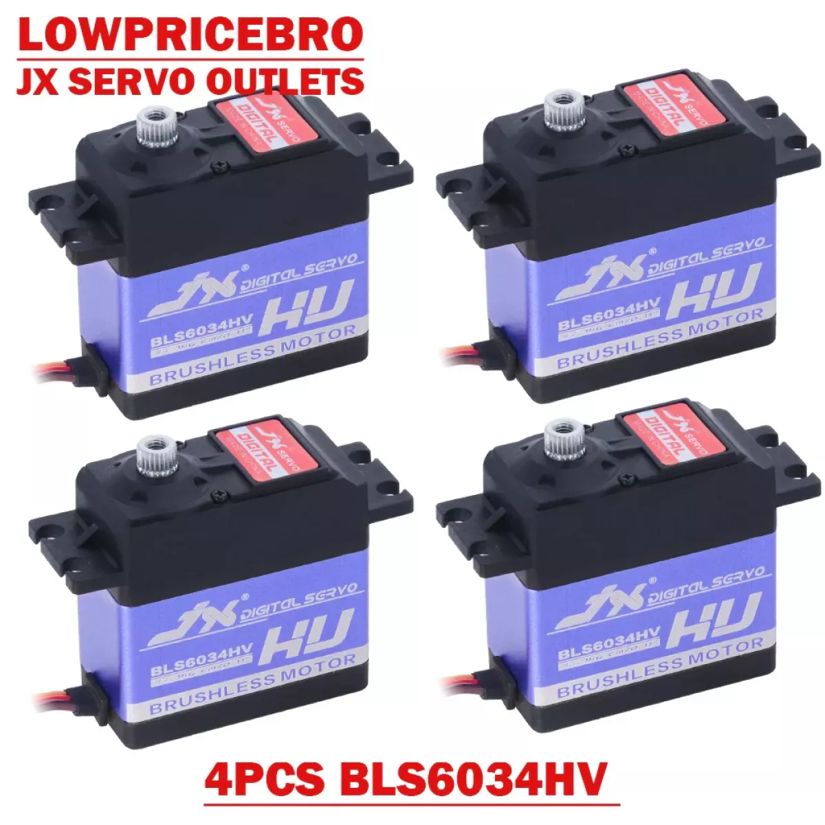 4шт JX Servo BLS6034HV - 7.4V 33кг 120° бесколлекторный серводвигатель для 1/8 1/10 RC авто 4шт JX Servo BLS6034HV - 7.4V 33кг 120° бесколлекторный серводвигатель для 1/8 1/10 RC авто