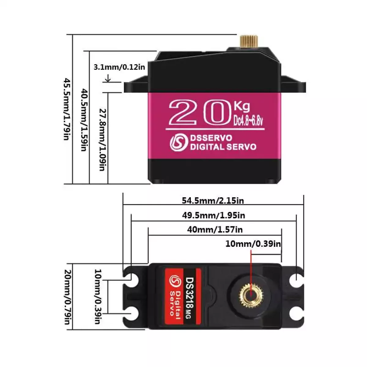 Серво DS3218 PRO 20КГ 180/270° IP66 металл для 1/8 1/10 RC авто Серво DS3218 PRO 20КГ 180/270° IP66 металл для 1/8 1/10 RC авто