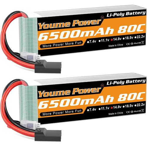 Аккумулятор LiPo Youme 4S 14.8В 6500мАч 50C XT60 XT90 XT150 EC3 EC5 для вертолётов, самолётов, квадрокоптеров