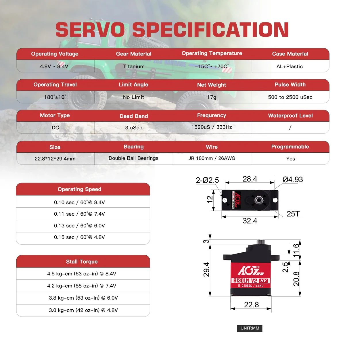 AGFRC B13DLM V2 - 4.5КГ, 13г, титановые шестерни, 6.0V, цифровой микро сервопривод для мини RC моделей AGFRC B13DLM V2 - 4.5КГ, 13г, титановые шестерни, 6.0V, цифровой микро сервопривод для мини RC моделей