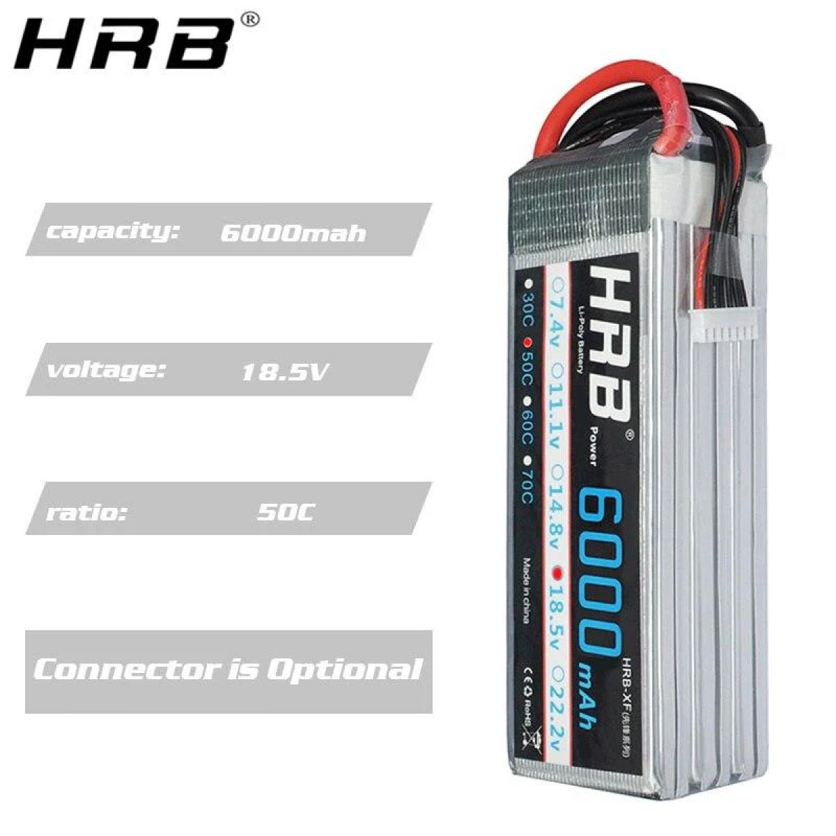 HRB Lipo 5S 18.5В 6000мАч 50C XT60 Deans T XT90 EC5 XT90-S AS150 для RC вертолётов, самолётов, FPV, авто HRB Lipo 5S 18.5В 6000мАч 50C XT60 Deans T XT90 EC5 XT90-S AS150 для RC вертолётов, самолётов, FPV, авто