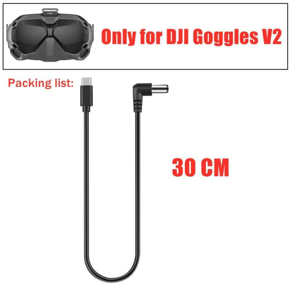 Кабель питания 30/130CM для DJI FPV Goggles 2/V2 — Быстрая зарядка для FPV очков 2/V2 Кабель питания 30/130CM для DJI FPV Goggles 2/V2 — Быстрая зарядка для FPV очков 2/V2