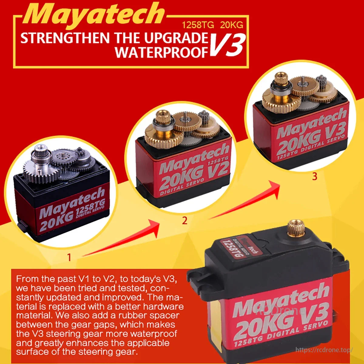Mayatech 1258TG V3 20КГ Серво — Влагозащитный цифровой серводвигатель с металлическими шестернями Mayatech 1258TG V3 20КГ Серво — Влагозащитный цифровой серводвигатель с металлическими шестернями