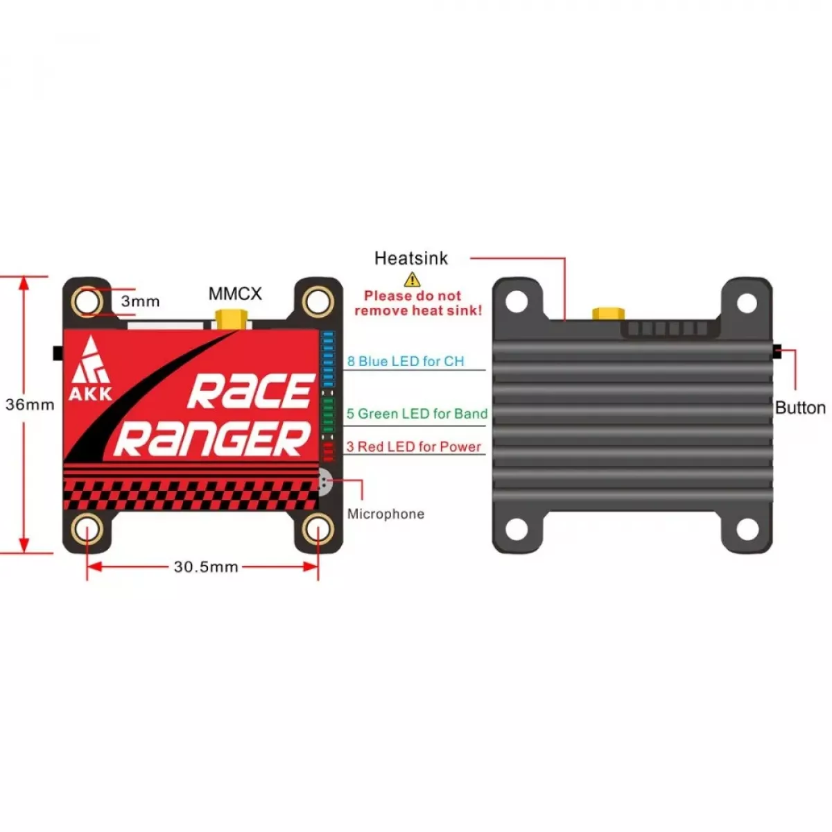 AKK Race Ranger 1.6W 5.8G VTX SMA Международная версия — FPV видеопередатчик 200/400/800/1600 мВт, Smart Audio AKK Race Ranger 1.6W 5.8G VTX SMA Международная версия — FPV видеопередатчик 200/400/800/1600 мВт, Smart Audio