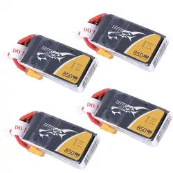 Набор 4шт TATTU 11.1/14.8V 3S/4S 850mAh 75C Lipo аккумуляторов для FPV дрона, квадрокоптера, вертолета