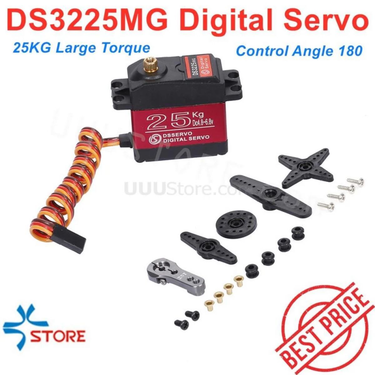 DSServo DS3225MG - серво 25КГ 6.8В 0.13с/60° 180° металл для РУ моделей и запчастей DSServo DS3225MG - серво 25КГ 6.8В 0.13с/60° 180° металл для РУ моделей и запчастей
