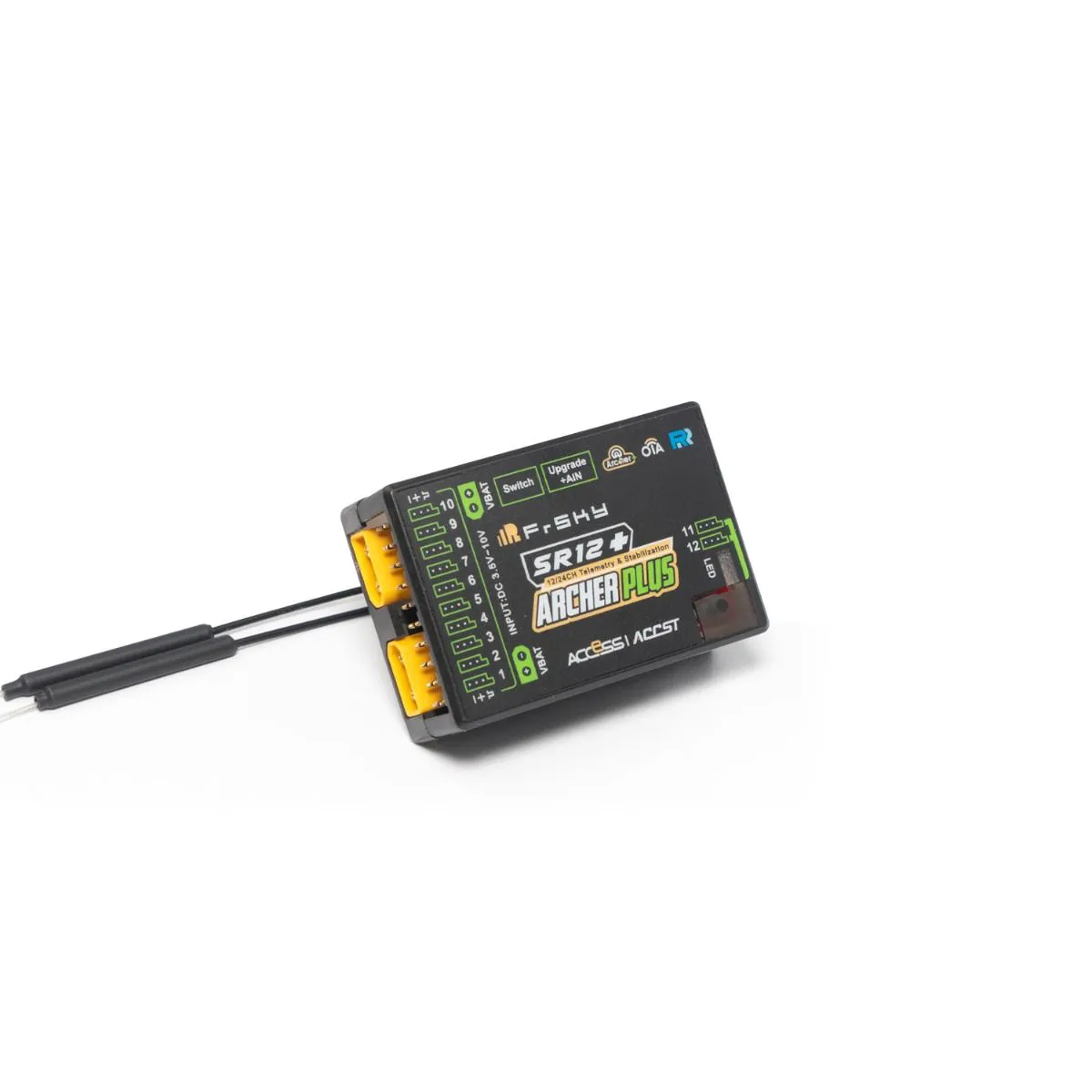 FrSky ARCHER PLUS SR12+ приёмник 2.4ГГц ACCESS ACCST D16, встроенный 3-осевой гироскоп, 12 каналов FrSky ARCHER PLUS SR12+ приёмник 2.4ГГц ACCESS ACCST D16, встроенный 3-осевой гироскоп, 12 каналов