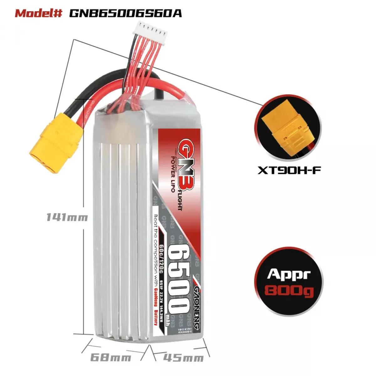 Аккумулятор GNB 4S/6S 14.8V/22.2V 6500mAh 60C/120C LiPo для FPV дронов Аккумулятор GNB 4S/6S 14.8V/22.2V 6500mAh 60C/120C LiPo для FPV дронов