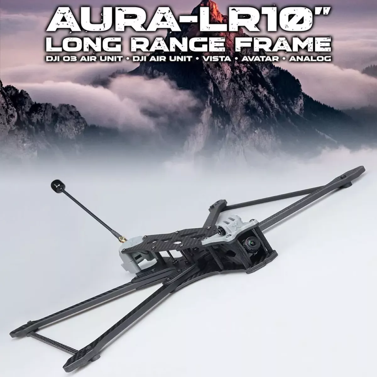 Рама FPV Foxeer Aura LR10 440мм T700 карбон, шелковое покрытие, 10", Analog/O3/HDZero/Vista, Long Range Рама FPV Foxeer Aura LR10 440мм T700 карбон, шелковое покрытие, 10", Analog/O3/HDZero/Vista, Long Range