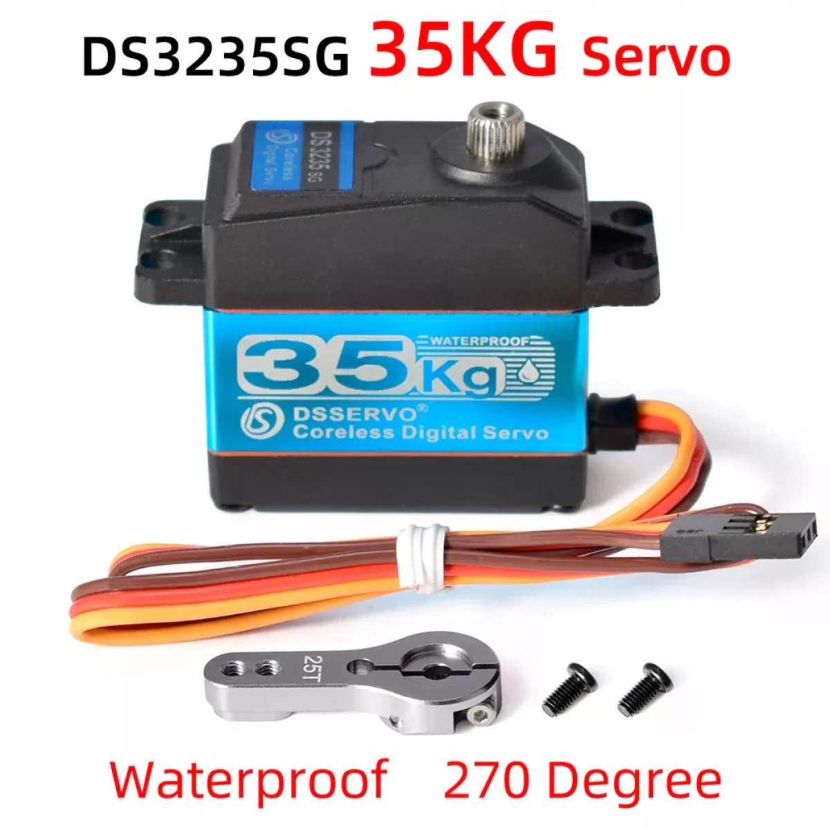 Dsservo DS3235 — мощное серво 35 кг, 7.4В, 180/270°, 0.11 с/60°, водонепроницаемое, металл, для RC авто Dsservo DS3235 — мощное серво 35 кг, 7.4В, 180/270°, 0.11 с/60°, водонепроницаемое, металл, для RC авто