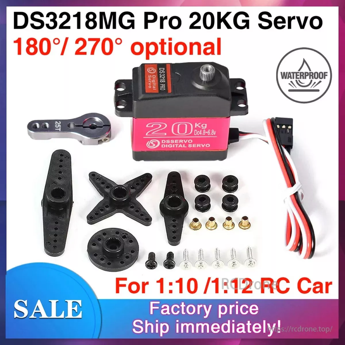 Dsservo DS3218 PRO — мощный влагозащищённый серво 20КГ 180°/270°, металл, для RC 1/8 1/10 Dsservo DS3218 PRO — мощный влагозащищённый серво 20КГ 180°/270°, металл, для RC 1/8 1/10