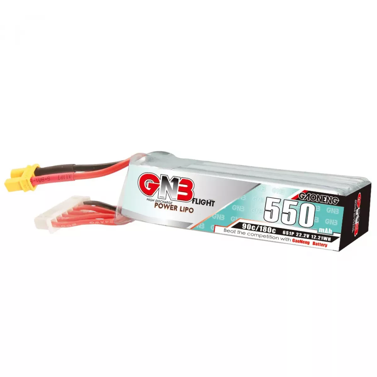 Аккумулятор LiPo GNB 6S 22.2В 550мАч 90C/180C для квадрокоптера, комплект 3 шт. Аккумулятор LiPo GNB 6S 22.2В 550мАч 90C/180C для квадрокоптера, комплект 3 шт.